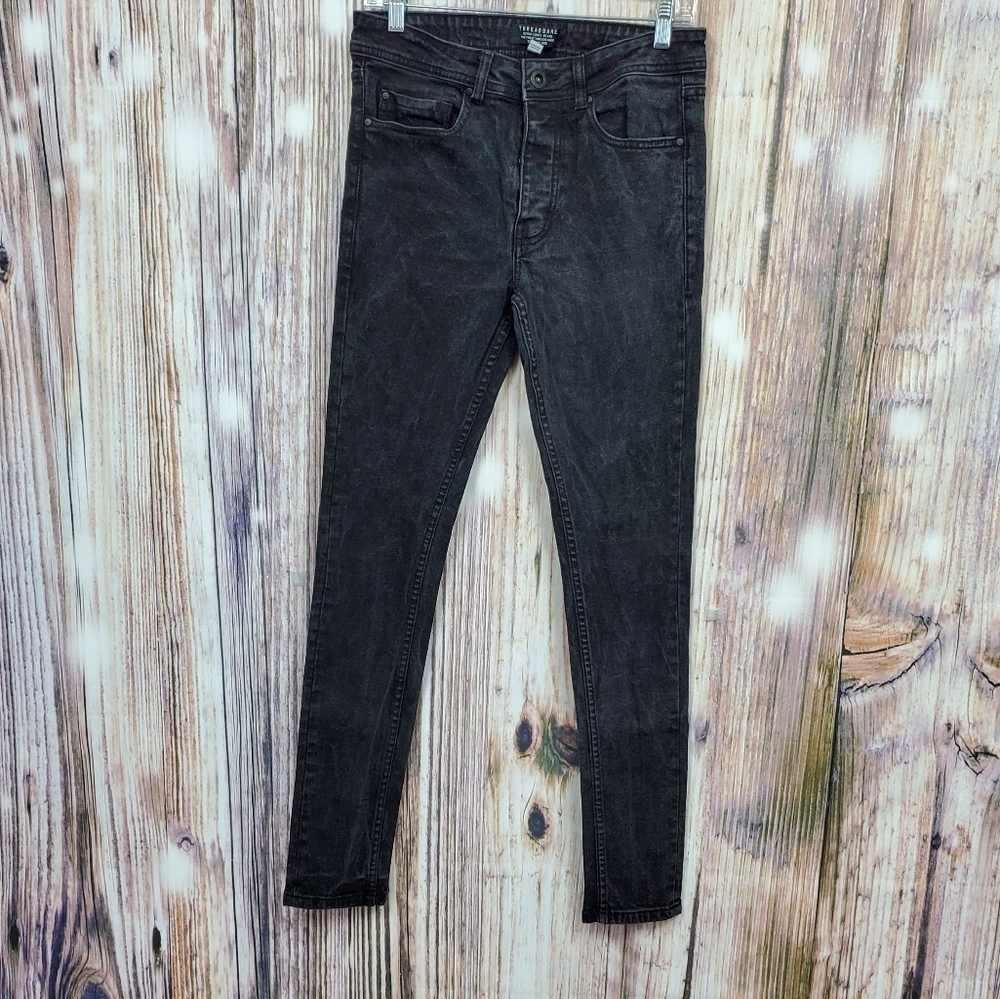 Threadbare Riley Super Skinny Black Washed Jeans - Picture 2 of 14